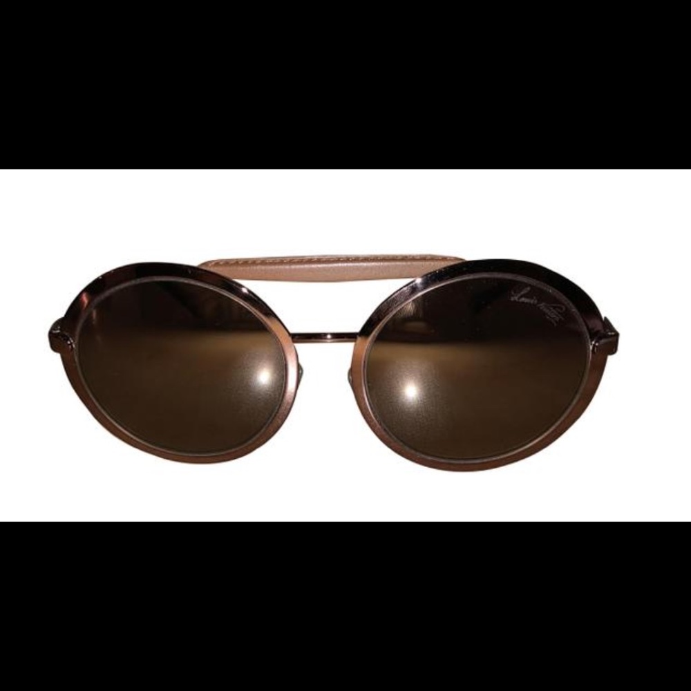 Louis Vuitton Brown Leather Round Sunglasses